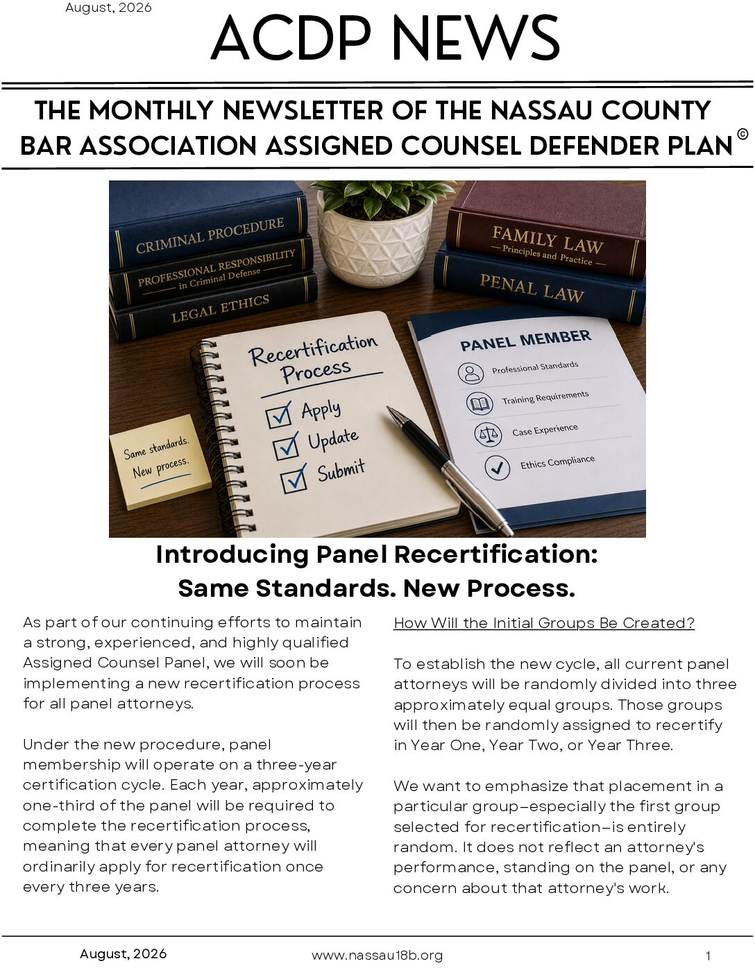 Cover of the ACDP Newsletter, August 2026