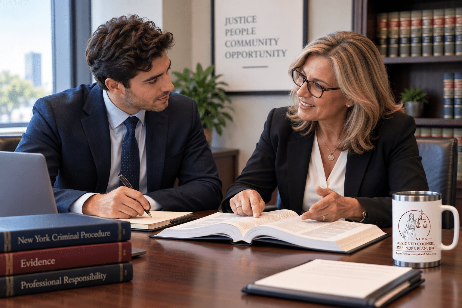 Attorneys in a mentoring conversation